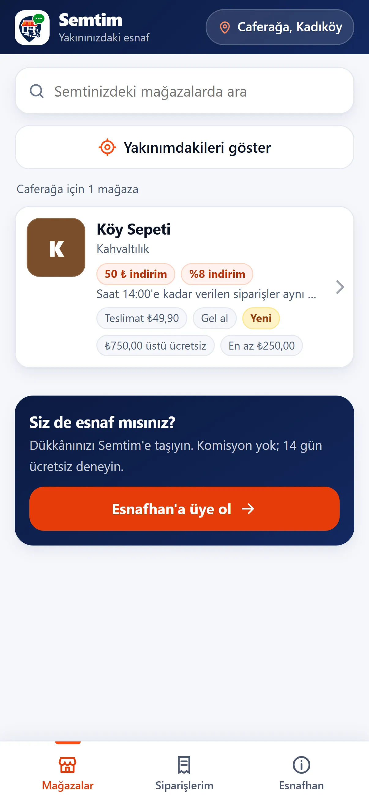 Semtim: mahalledeki dükkânların listesi